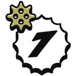 Number 7 in badge with cog icon for Synch electric bikes